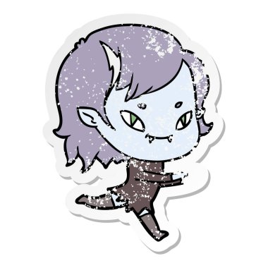 çalışan bir karikatür dostu vampir kızın sıkıntılı etiket