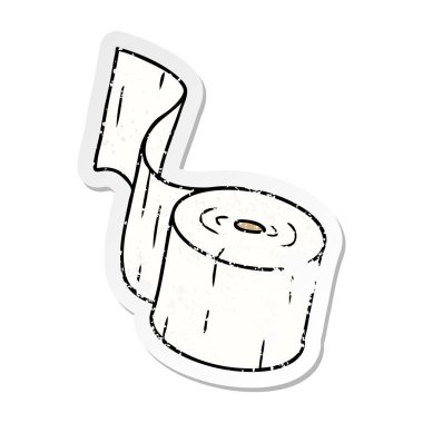elle çizilmiş bir tuvalet rulo etiket karikatür doodle sıkıntılı