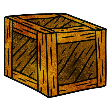 dokulu karikatür doodle bir ahşap kasa