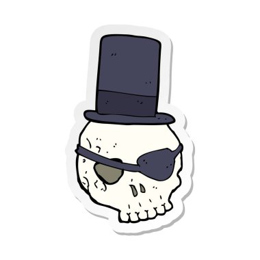 etiket bir kafatası silindir şapka karikatür