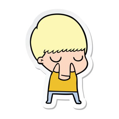 bir çizgi film sakin çocuk etiket