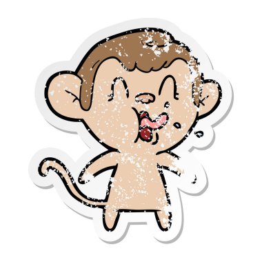 bir deli karikatür maymun sıkıntılı etiket