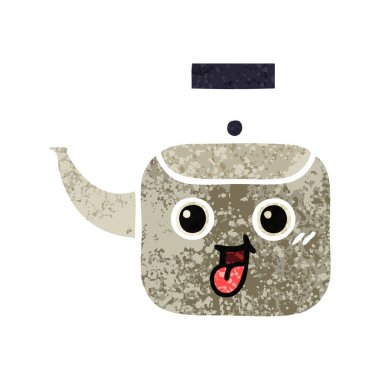 Retro illüstrasyon tarzı çizgi film su ısıtıcısı