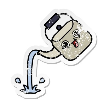 su ısıtıcısı dökülen bir sevimli çizgi sıkıntılı etiket