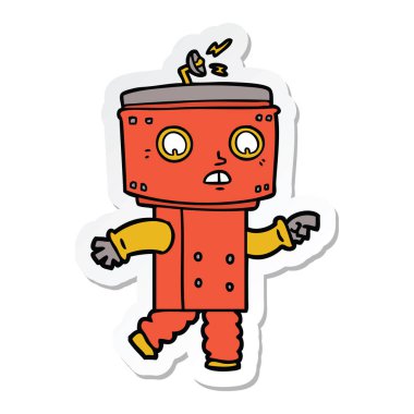 bir çizgi film robot işaret, etiket