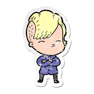 Kız şaşı bir karikatür sıkıntılı etiket