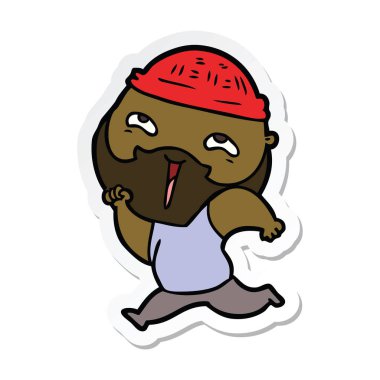 etiket karikatür mutlu bir sakallı adamın