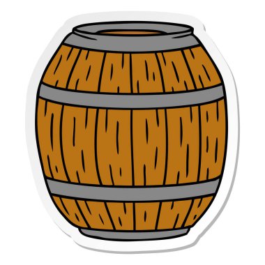 etiket karikatür doodle ahşap bir varil