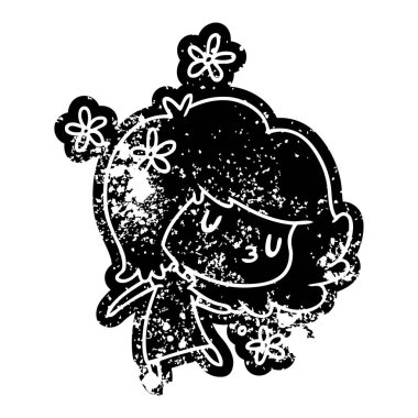 Grunge simgesi bir şirin kawaii kız
