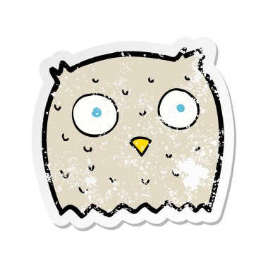 bir çizgi film baykuş Retro sıkıntılı etiket