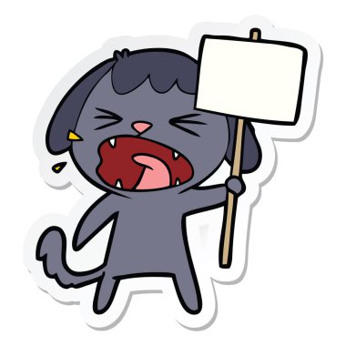 sevimli çizgi köpek havlıyor etiket