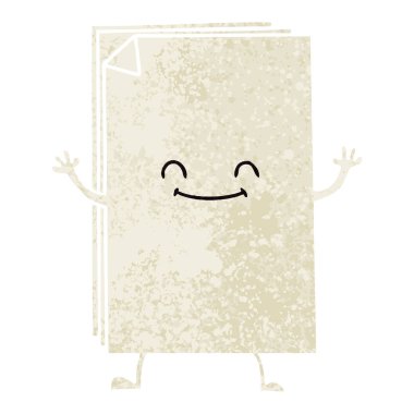 Kağıt Retro illüstrasyon stil ilginç karikatür mutlu yığını