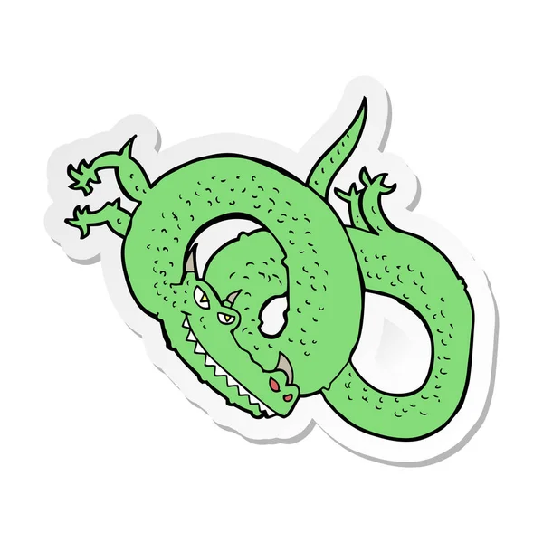 Etiqueta de um dragão de desenho animado — Vetor de Stock