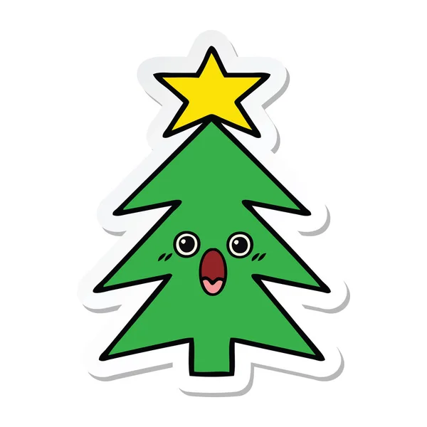 Sevimli Çizgi Noel Ağacı Sticker — Stok Vektör