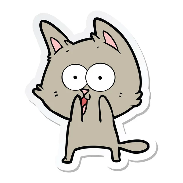 Sticker of a funny cartoon cat — Stock Vector