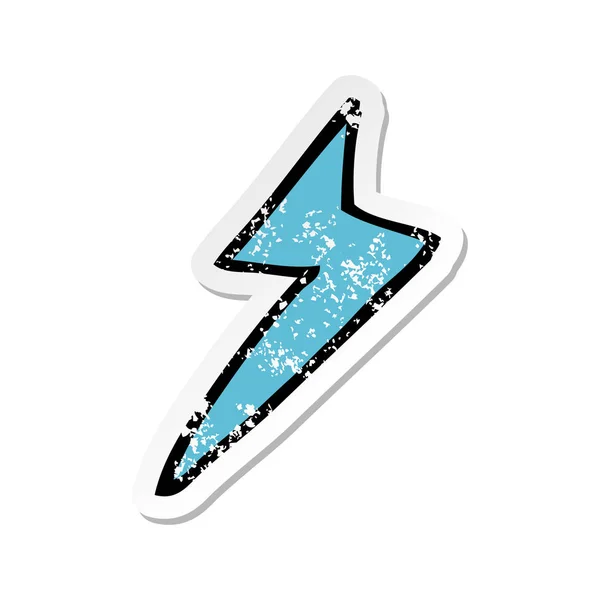 Retro distressed sticker of a cartoon lightning bolt symbol — Stock Vector