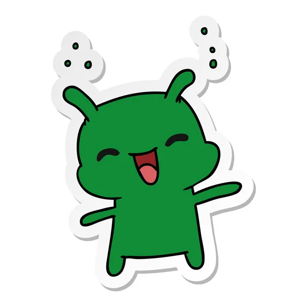 Aufkleber cartoon kawaii cute happy alien — Stockvektor