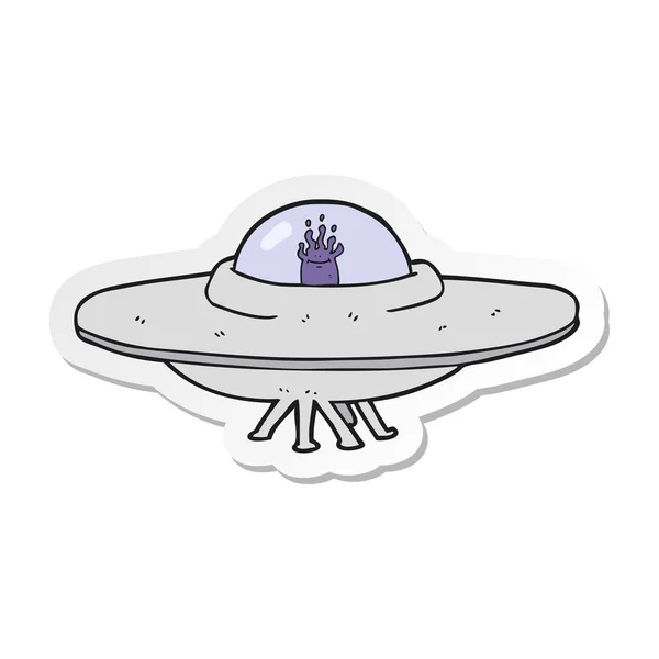 Sticker of a cartoon flying saucer — Stock Vector