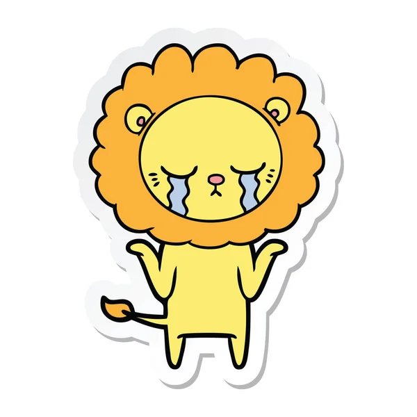 Sticker of a crying cartoon lion — Stock Vector