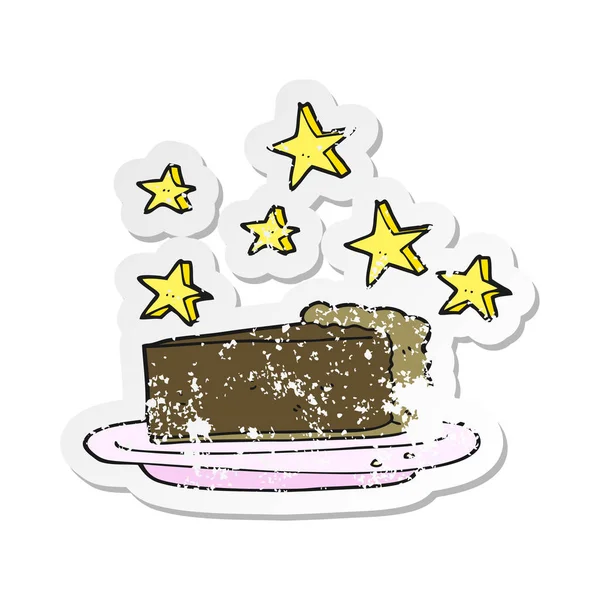 Retro-Aufkleber eines Cartoon-Schokoladenkuchens — Stockvektor