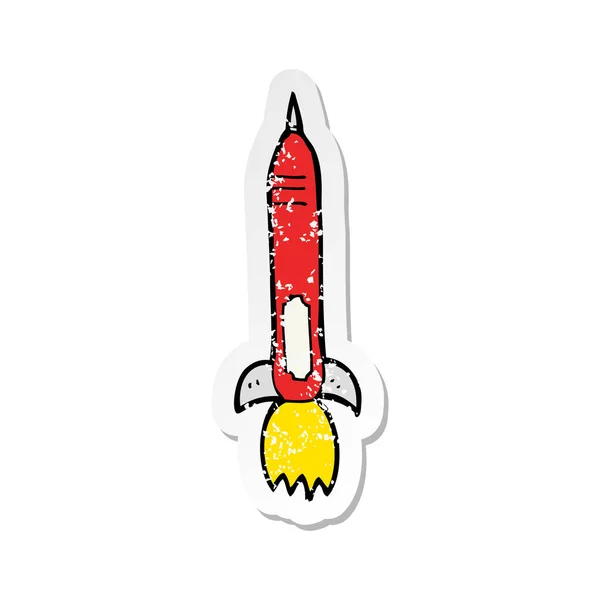Retro distressed sticker of a cartoon missile — Stock Vector