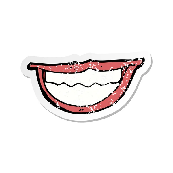 Retro Distressed Sticker Cartoon Grinning Mouth — Stock Vector