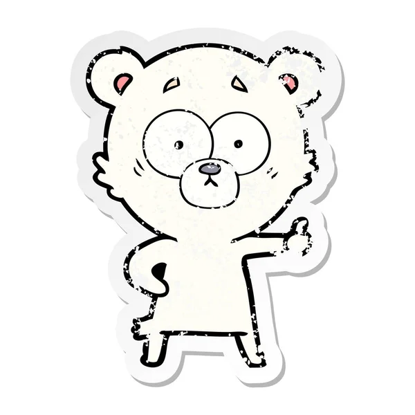 Наклейка на нервную карикатуру на белого медведя — стоковый вектор