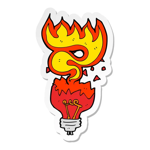 Sticker Cartoon Red Light Bulb Exploding — Stock Vector