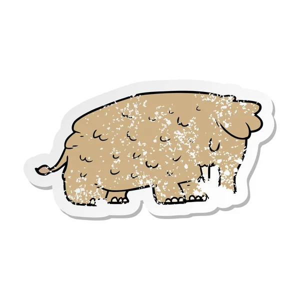 Distressed sticker of a cartoon mammoth — Stock Vector