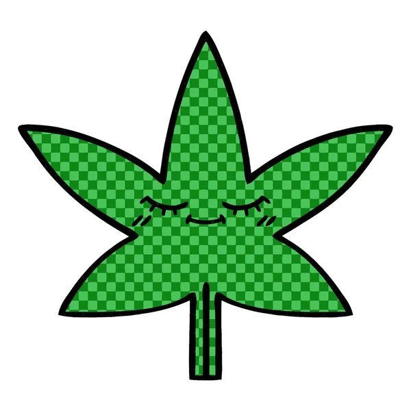 Comic Book Style Cartoon Marijuana Leaf — Stock Vector