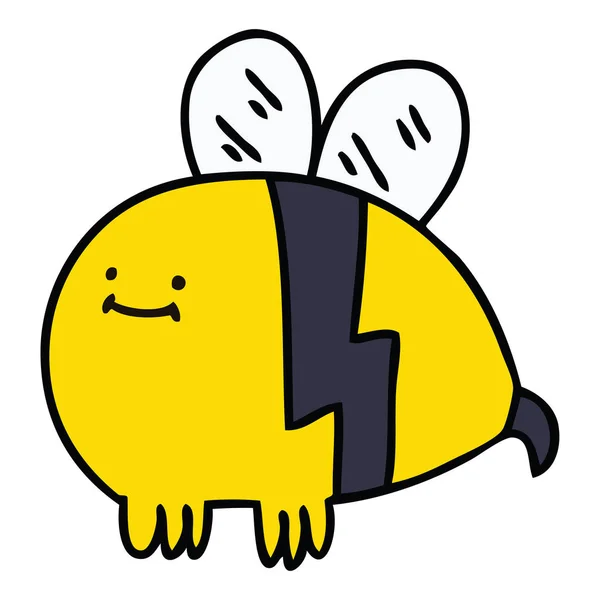 Mão peculiar desenhado desenho animado bumblebee — Vetor de Stock