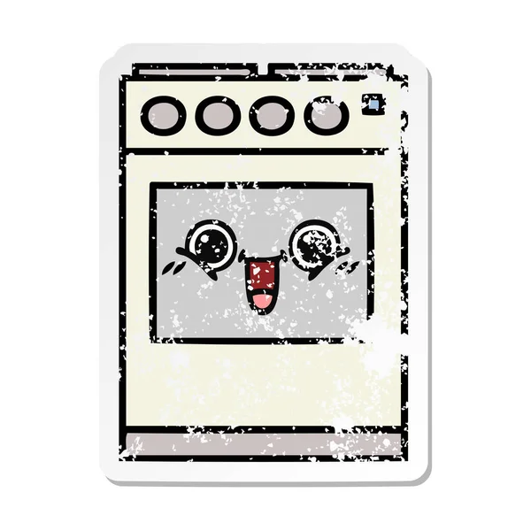 Distressed sticker of a cute cartoon kitchen oven — Stock Vector