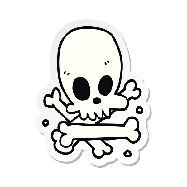 Sticker Cartoon Skull Bones — Stock Vector