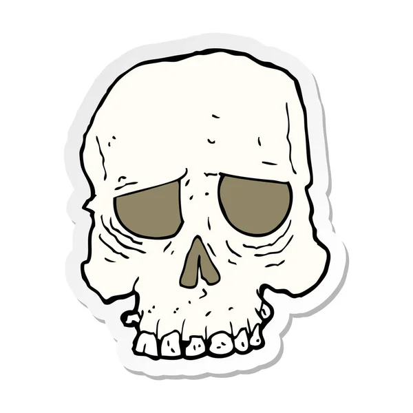 Pegatina de un cráneo espeluznante de dibujos animados — Vector de stock