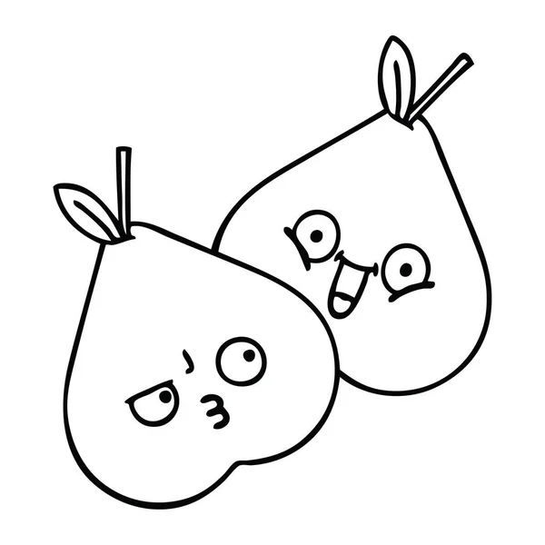 线画卡通的绿色梨 — 图库矢量图片