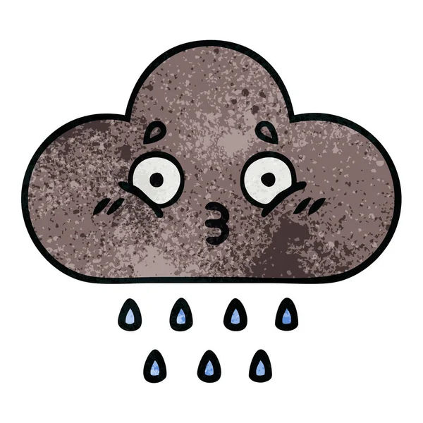 Retro grunge textuur cartoon-onweerswolk regen — Stockvector