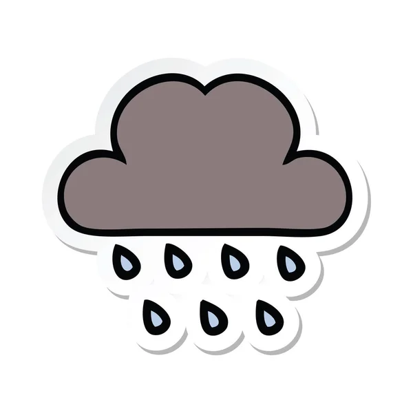 Sticker of a cute cartoon storm rain cloud — Stock Vector