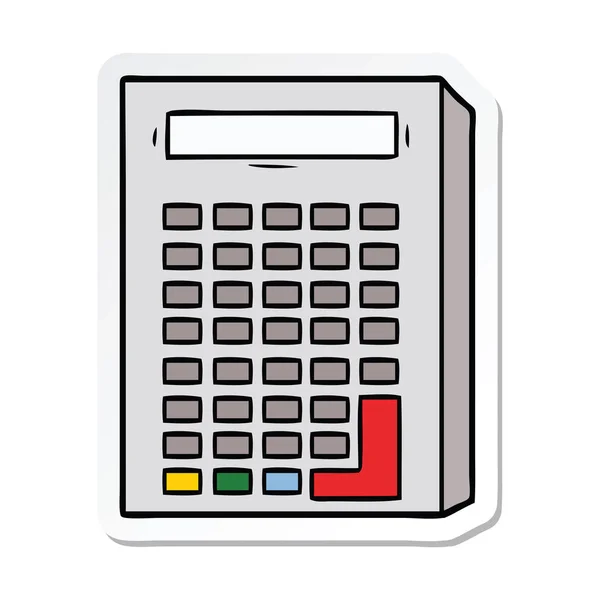 Sticker of a cartoon calculator — Stock Vector