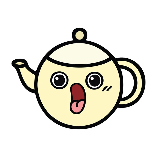 紅茶ポットのかわいい漫画 — ストックベクタ