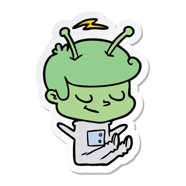 Sticker van een vriendelijke cartoon-spaceman — Stockvector