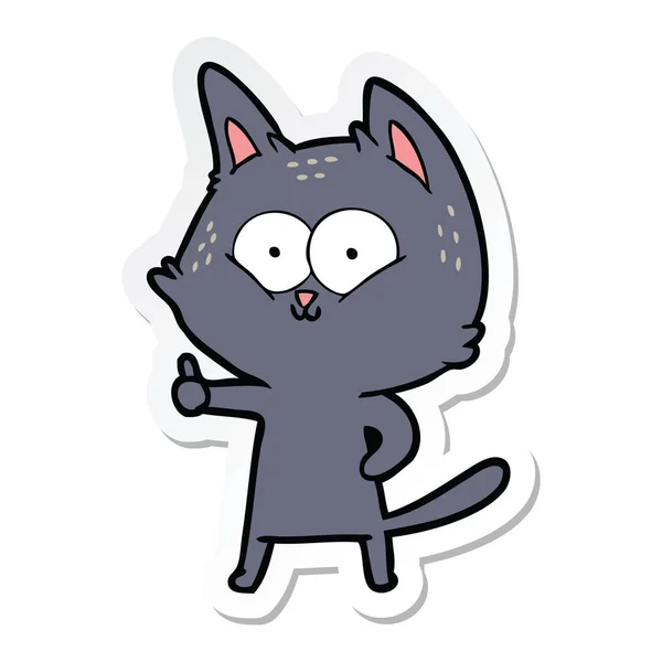 Sticker of a cartoon cat giving thumbs up — Stock Vector