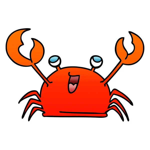 Gradient Shaded Quirky Cartoon Happy Crab — Stock Vector