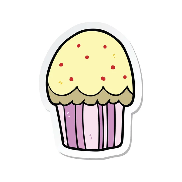 Sticker of a cartoon cupcake — Stock Vector