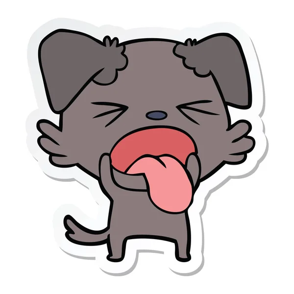 Adesivo di un cane disgustato cartone animato — Vettoriale Stock