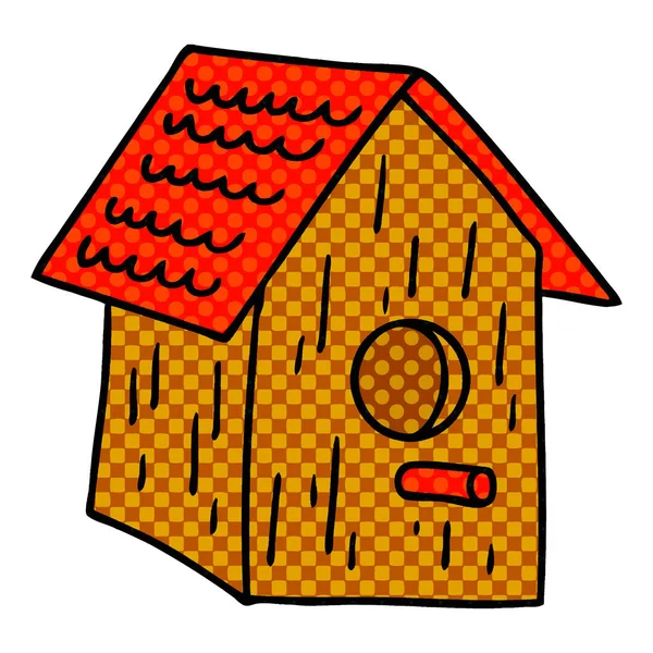 Cartoon doodle of a wooden bird house — Stock Vector