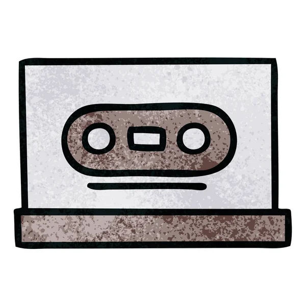 Retro grunge textura cartoon cassete retro — Vetor de Stock
