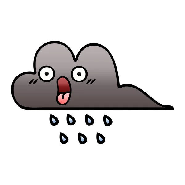 Gradient Grijs Cartoon Van Een Onweerswolk Regen — Stockvector