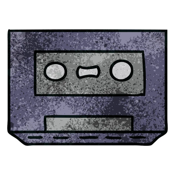 Textured cartoon doodle of a retro cassette tape — Stock Vector