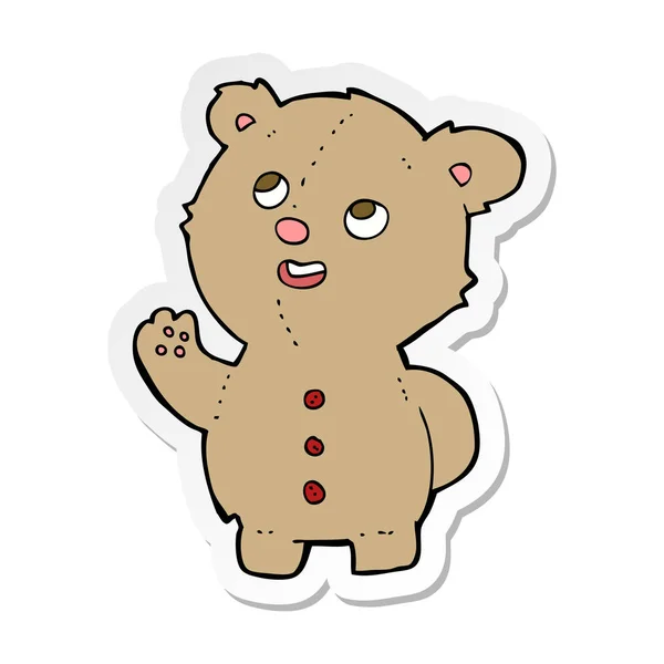 Pegatina de un oso de peluche lindo de dibujos animados — Vector de stock