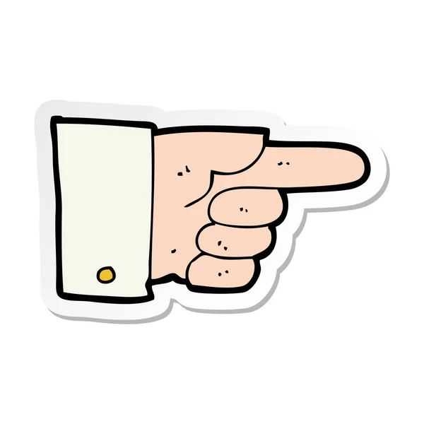 Sticker Cartoon Pointing Hand — Stock Vector